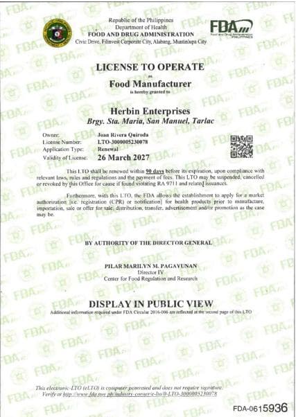 FDA License to Operate (LTO)