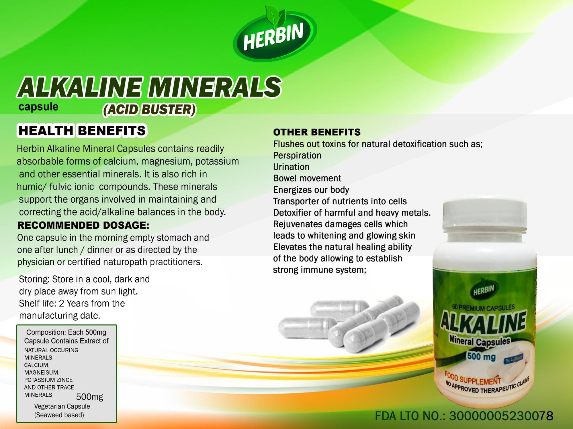 Alkaline Minerals Capsule product label