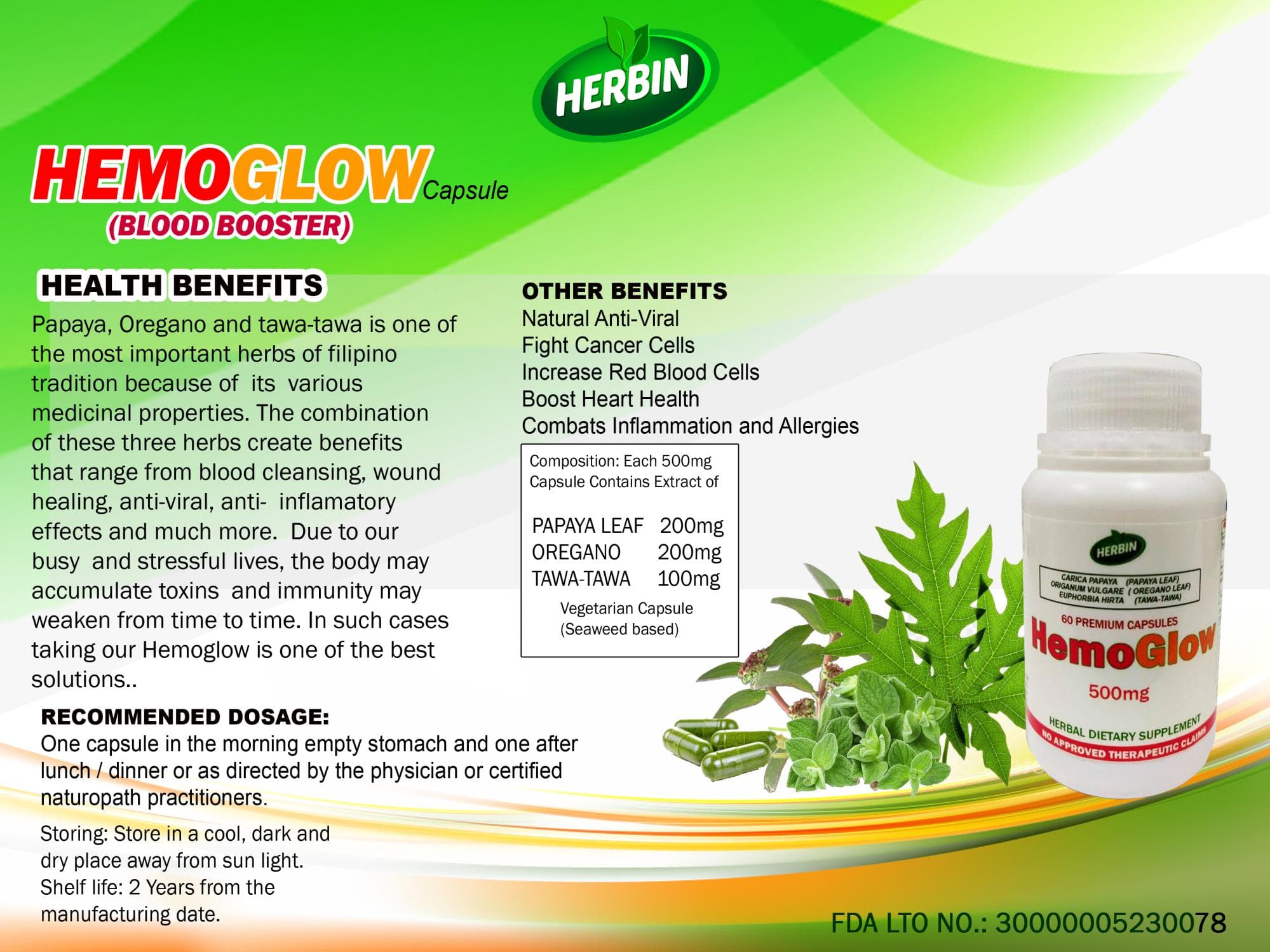 HemoGlow Capsule product label